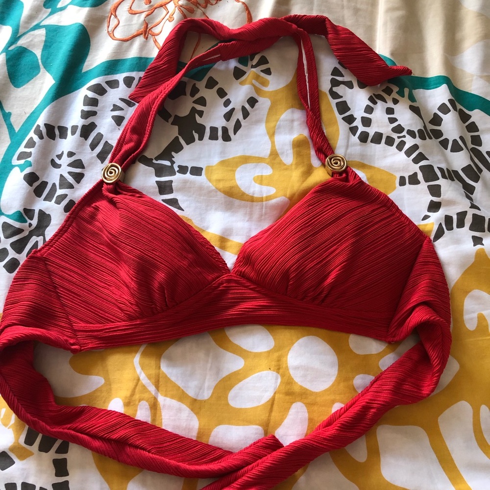 Red bikini with gold accent